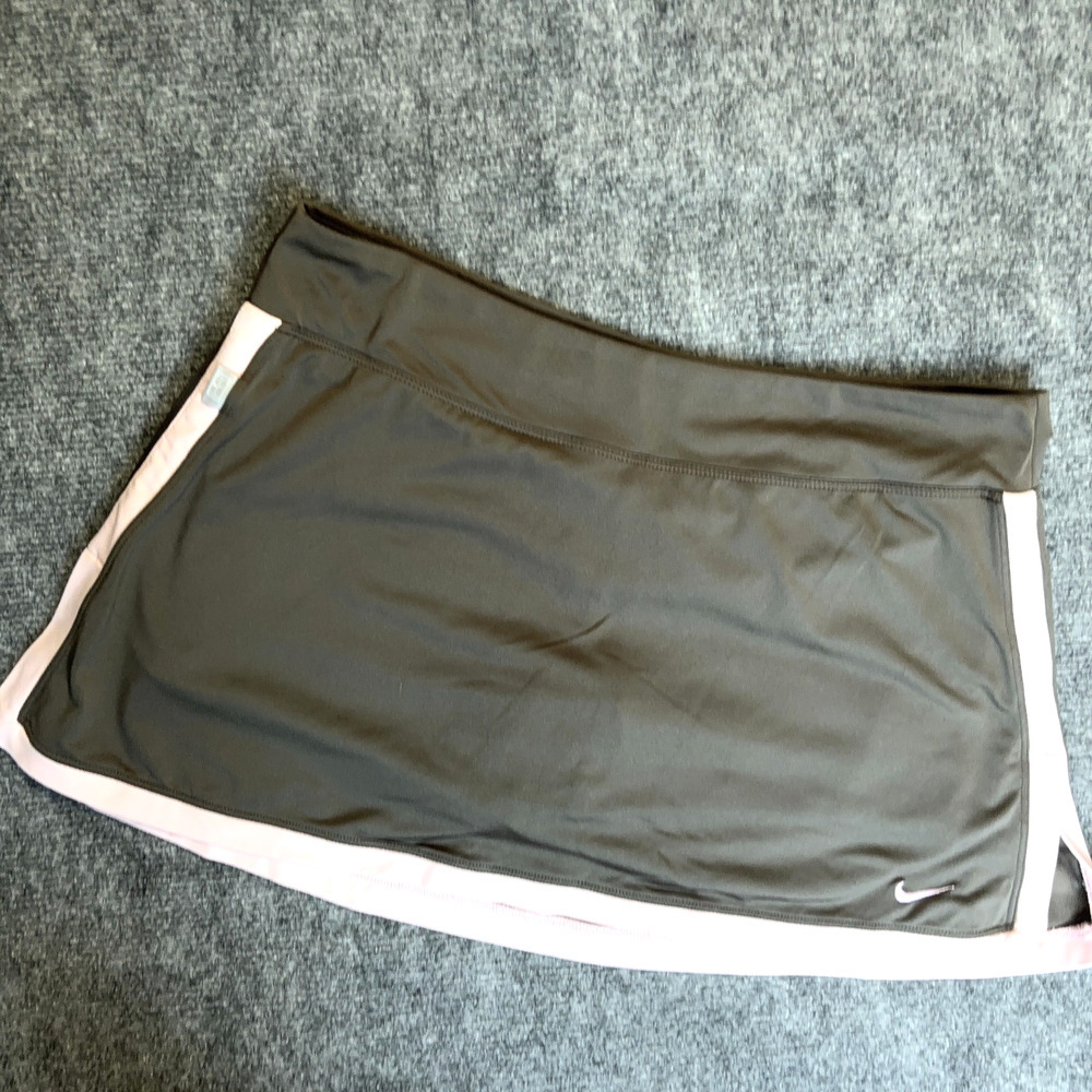 Nike Dri-FIT Tennis Skort Womens L arge Taupe Pink Athletic Golf Running Skirt